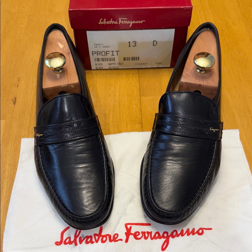 Salvatore Ferragamo Classic Black Leather Loafers